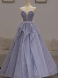 Purple tulle sequin long prom dress purple sequin evening dress HZ1024