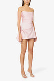 Simple Sheath Strapless Pink Short Tight Homecoming Dresses With Ruffles HZ1024