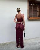 Elegant Mermaid Straps Slim Fit Burgundy Lace Prom Dress Long Evening Dresses HZ1024