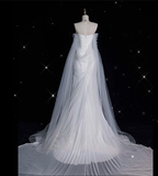 Vintage Mermaid Strapless Tulle Long White Wedding Dresses HZ1024