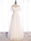 Simple white sweetheart long prom dress white formal dress HZ1024