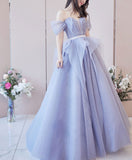 Purple tulle sequin long prom dress purple sequin evening dress HZ1024