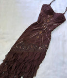 Pretty A Line Spaghetti Straps Chiffon Prom Dresses With Beads Long Evening Gowns HZ1022