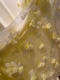 Beautiful Yellow A-line Square Neck Strapless 3D Flower Mesh Long Prom Dress HZ1022