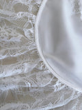 Vintage Gorgeous White Irregular Strap Pearl Lace Prom Dress Evening Dress Bridesmaid Dress HZ1022