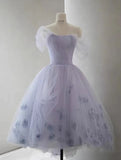 Lavender Off the Shoulder Tulle Homecoming Dress HZ1024