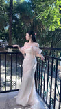 Vintage Mermaid Straps Pink Tulle Long Prom Dress HZ1024