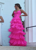 Ball Gown Hot Pink Straps Evening Party Dress Prom Dress HZ1022
