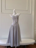Sparkling A-line Strap Sequined Tassel Tulle Long Prom Dress Evening Dress HZ1022
