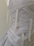 Sparkling A-line Strap Sequined Tassel Tulle Long Prom Dress Evening Dress HZ1022