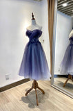 Cute Tulle Lace Short Prom Dress Off the Shoulder Homecoming Dress HZ1024