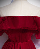 Simple burgundy tulle long prom dress burgundy evening dress HZ1024