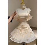 Cute A line Chiffon Straps Homecoming Dress with Ruched Bodice HZ1024