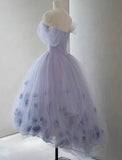 Lavender Off the Shoulder Tulle Homecoming Dress HZ1024