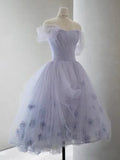 Lavender Off the Shoulder Tulle Homecoming Dress HZ1024