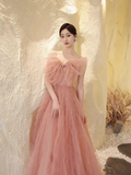 Ball Gown Sleeveless Pink Tulle Prom Dress HZ1024