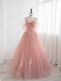 Ball Gown Sleeveless Pink Tulle Prom Dress HZ1024