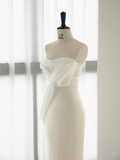 Simple Mermaid Sweetheart White Satin Wedding Dresses HZ1024
