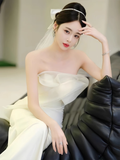 Simple Mermaid Sweetheart White Satin Wedding Dresses HZ1024