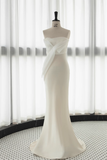 Simple Mermaid Sweetheart White Satin Wedding Dresses HZ1024