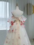 Beautiful A line Off The Shoulder Tulle Floral Wedding Dresses HZ1024