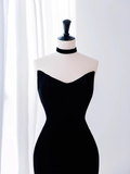 Mermaid Sleeveless Black Tulle Velvet Prom Dress HZ1024