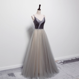 Simple A line Sleeveless Tulle Prom Dress HZ1024