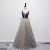 Simple A line Sleeveless Tulle Prom Dress HZ1024
