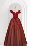 Princess Ball Gown Red Tulle Prom Dress HZ1024