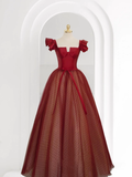 Princess Ball Gown Red Tulle Prom Dress HZ1024