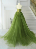 A-Line Green Tulle Long Prom Gown HZ1024