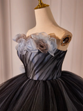 Ball Gown Black Tulle Long Prom Gown Sweet 16 Dresses HZ1024
