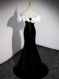 Black Off Shoulder Mermaid Long Prom Dress HZ1024