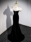 Black Off Shoulder Mermaid Long Prom Dress HZ1024