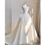Vintage Ball Gown Strapless White Tulle Wedding Dresses HZ1024