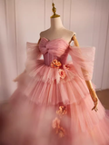 Vintage Ball Gown Sweetheart Pink Tulle Sweet 16 Dresses HZ1024