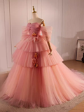 Vintage Ball Gown Sweetheart Pink Tulle Sweet 16 Dresses HZ1024