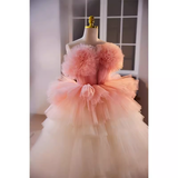 Vintage Ball Gown Strapless Ombre Pink Tulle Florwers Sweet 16 Dresses HZ1024