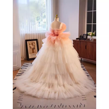 Vintage Ball Gown Strapless Ombre Pink Tulle Florwers Sweet 16 Dresses HZ1024