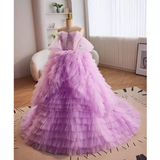 Vintage Ball Gown Strapless Lilac Tulle Ruffles Sweet 16 Dresses HZ1024