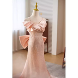 Modest Mermaid Straps Satin Long Pink Prom Dress HZ1024