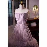 Vintage Ball Gown Strapless Lilac Tulle Beads Ruffles Sweet 16 Dresses HZ1024