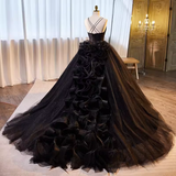 Vintage Ball Gown Straps Tulle Black Sweet 16 Dresses HZ1024