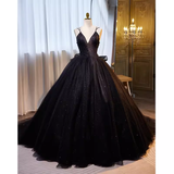 Vintage Ball Gown Straps Tulle Black Sweet 16 Dresses HZ1024