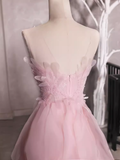 Sexy A Line Sleeveless Pink Floral Prom Dress HZ1024