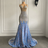 Sexy Mermaid Straps Beads Sequin Long Prom Dress HZ1024