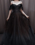 Elegant Ball Gown Off The Shoulder Long Tulle Prom Dress HZ1024