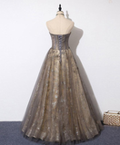 Shiny A line Strapless Long Sequin Prom Dress HZ1024