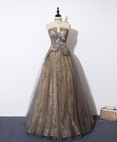 Shiny A line Strapless Long Sequin Prom Dress HZ1024