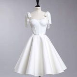 Vintage A Line Straps White Cocktail Dresses Short Homecoming Dress HZ1024